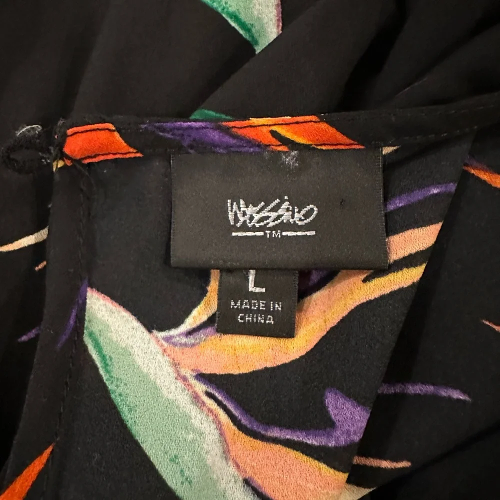 SOLD Massimo bird of paradise colourful black maxi dress floral abstract LARGE - Picture 6 of 6